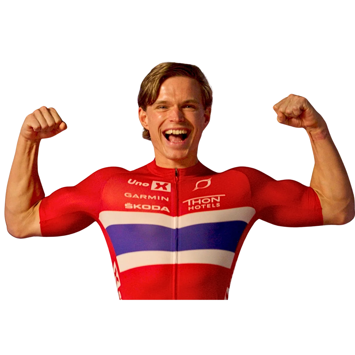 Njål Pedersen in a Norwegian cycling jersey